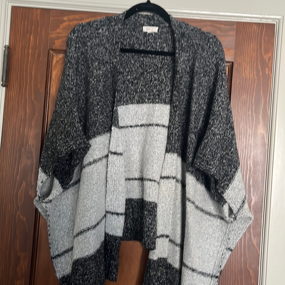 Gray Poncho Sweater